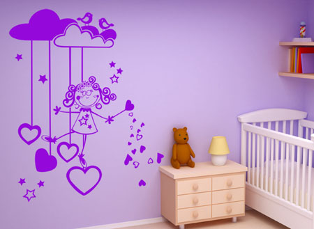 Vinilo decorativo Infantiles Hadas Corazones infantil niña