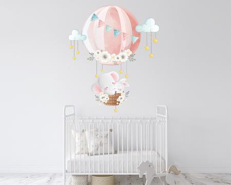 vinilo_decorativo_Elefante_y_conejito_en_globo_con_estrellas
