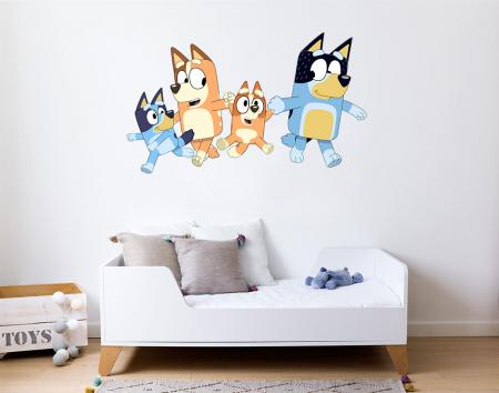 vinilo_decorativo_infantil_Familia_Bluey_Chilli_Bingo_Bandit_y_Bluey