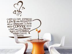 vinilo decorativo Taza de cafe corazones en varios idiomas