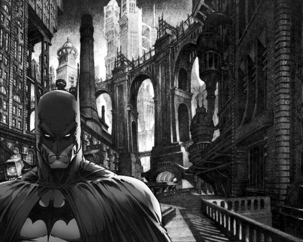 Cuadro Batman En Blanco Y Negro En La Ciudad 100 A Medida