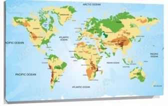 Lienzo Mapa del mundo en ingles