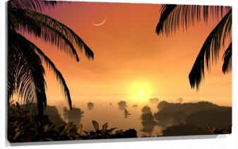 Lienzo Atardecer palmeras