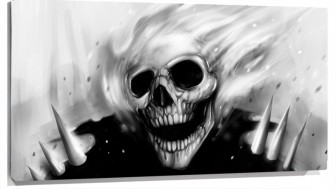 Lienzo Calavera De Ghost Rider En Blanco Y negro