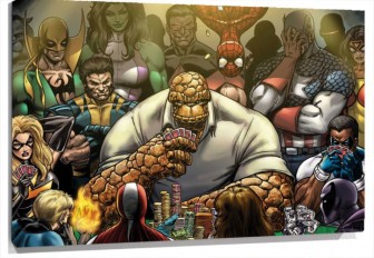 Lienzo Capitan America Hulk Spiderman Spiderwoman La Cosa Human Super Fantastico Y Mujer Invisible Jugando 