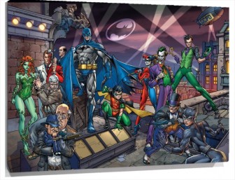 Lienzo Batman Catwoman Harley Quinn Hiedra Venenosa Joker Riddler Robin Penguin Y Dos caras