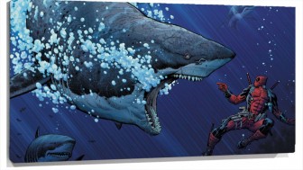 Lienzo Dead Pool Apunto De Ser Deborado Por Un tiburon