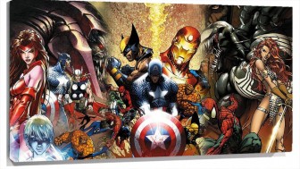 Lienzo Bruja Escarlata Capitan America Daredevil Mister Fantastico Spiderman Superheroe La Cosa Thor Y Lobe