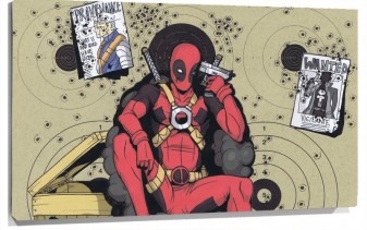 Lienzo Dead Pool Sentado Pensando Mientras Se Apunta Con La Pistola En La cabeza