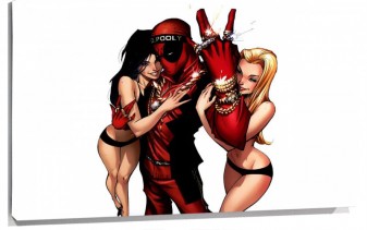 Lienzo Dead Pool Con Dos chicas