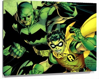 Lienzo Batman Y Robin En Color verde
