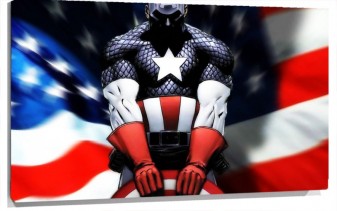 Lienzo Capitan America Delante De La Bandera americana