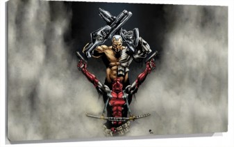 Lienzo Dead Pool Contra Cable De marvel