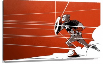 Lienzo Capitan America peleando