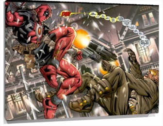 Lienzo Dead Pool disparando