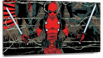 Lienzo Dead Pool Encerrado Y Con Dos espadas