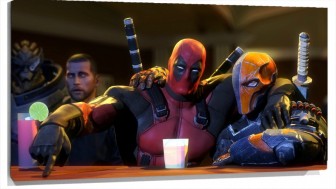 Lienzo Dead Pool Tomando Unas Copas En Bar Con deathstroke