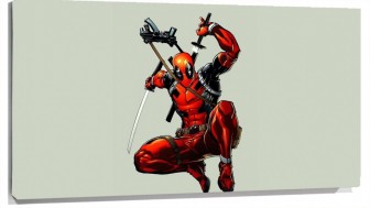 Lienzo Dead Pool Saltando Y armado