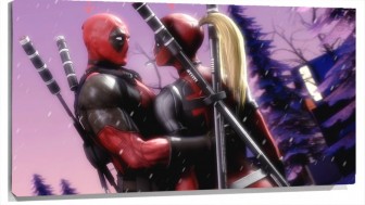 Lienzo Dead Pool Sujetando Por La Cintura A Lady Dead pool