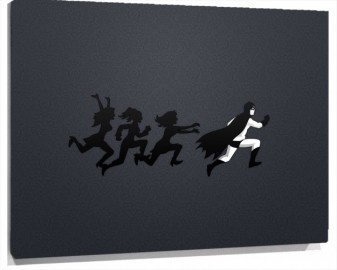 Lienzo Dibujo De Chicas Corriendo Detras De batman