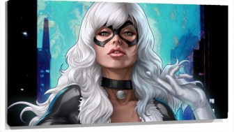Lienzo Cara De Cat Woman En La ciudad