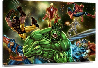 Lienzo Capitan America Hulk Iron-man Silver Surfer Spiderman Thor Y lobezno