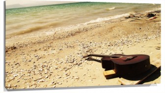 Lienzo Guitarra en la playa
