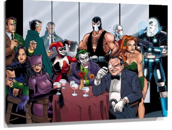 Lienzo Batman Joker Harley Quinn Penguin Hiedra Venenosa y dos caras