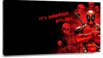 Lienzo Dead Pool Y Calaveras De fondo