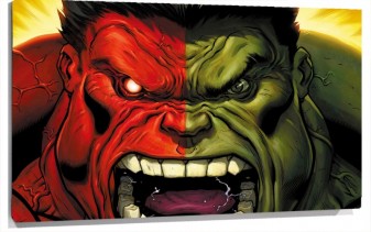 Lienzo Cara De Hulk Verde Y roja