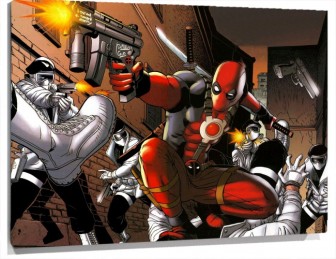 Lienzo Dead Pool peleando