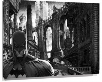 Lienzo Batman En Blanco Y Negro En La ciudad