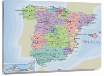 Lienzo Mapa politico de España