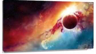 Lienzo Nebulosa Colores detras delos Planetas 