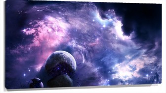 Lienzo Estallido en los Planetas 