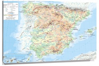 Lienzo Mapa fisico y politico Espana con leyenda