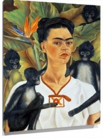 Miniatura Autorretrato con monos Frida Kahlo