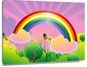 Lienzo Arco iris y nubes