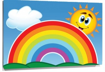 Lienzo Arcoiris y sol