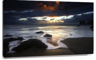 Lienzo playa nublada
