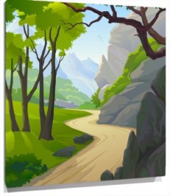 Lienzo Camino bosque dibujo