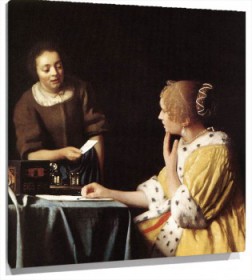 Miniatura Lady with Her Maid Servant Holding a Letter