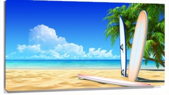 Lienzo Tablas de surf en playa