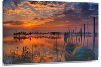 Lienzo atardecer lago