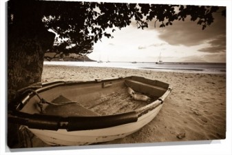 Lienzo barca en playa