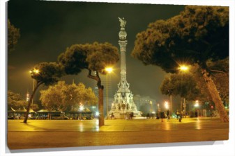 Miniatura barcelona estatua colon noche
