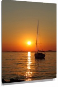 Lienzo barco puesta de sol