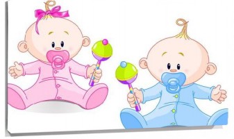Lienzo Bebes niña y niño