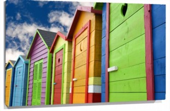 Lienzo casetas de playa colores