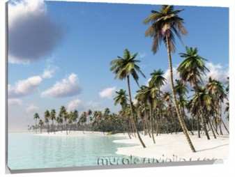 Lienzo Playa Caribe Palmeras Efecto Profundidad
